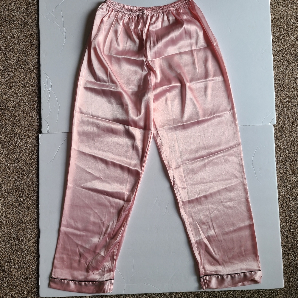XXL  pink black striped cuff silky pajama pants Cozy soft lounge sleepers